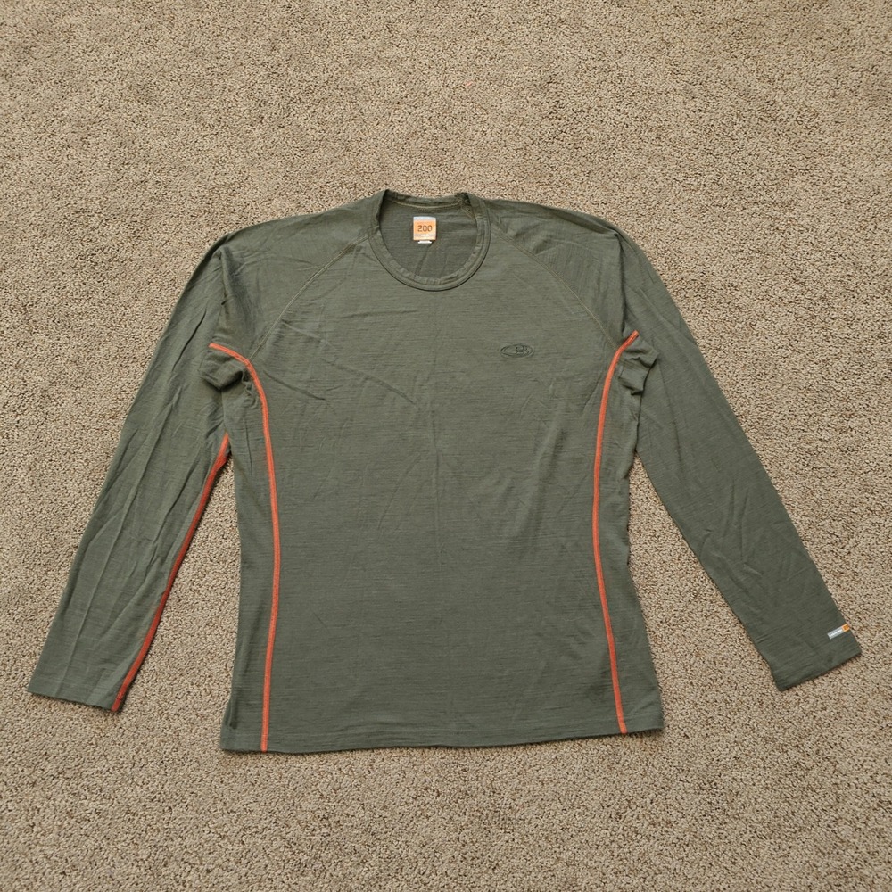 Icebreaker Bodyfit 200 Mens XL Merino Wool Long Sleeve Base Layer Olive Green - Picture 2 of 13